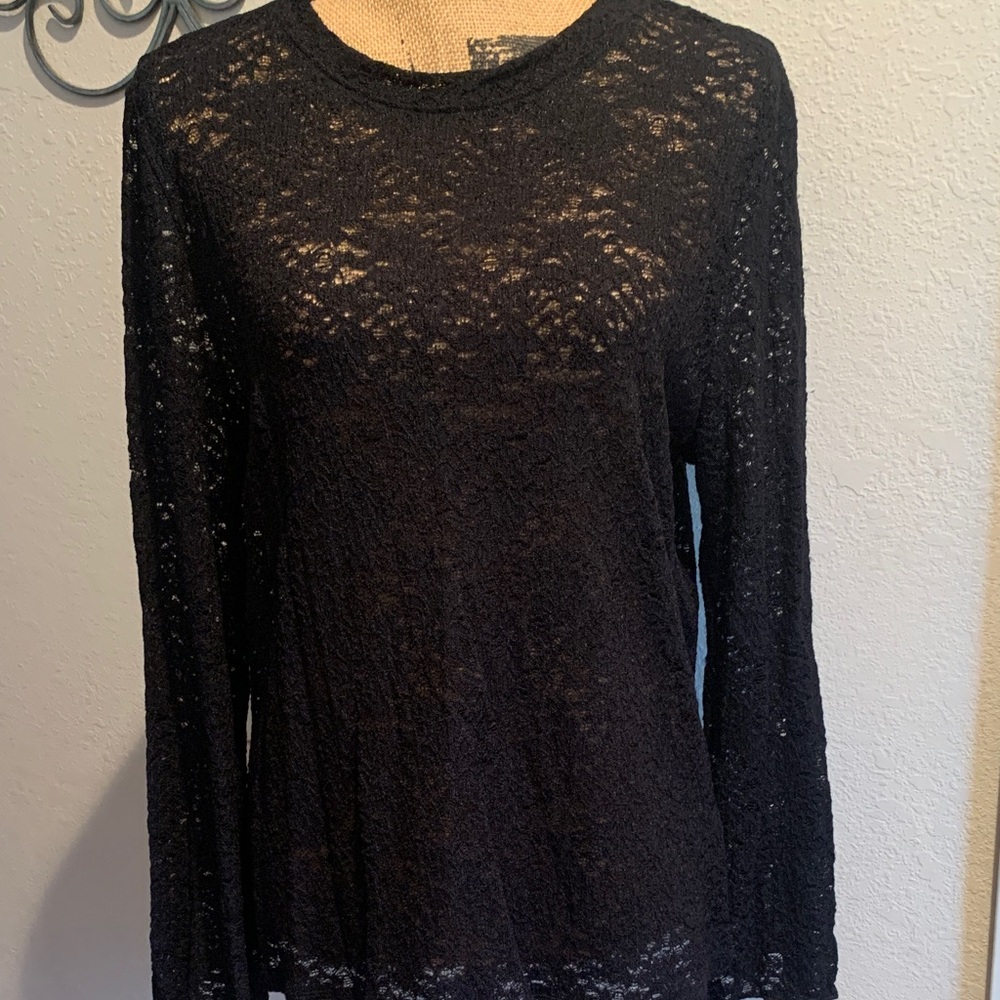 Nally & Millie Black Lace Long Sleeve Top